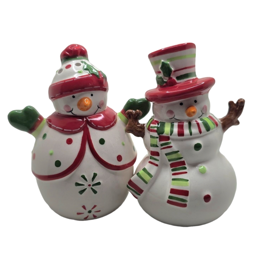 Cheerful Snowman Salt & Pepper Shaker Set ⛄️ Holiday Christmas Decor